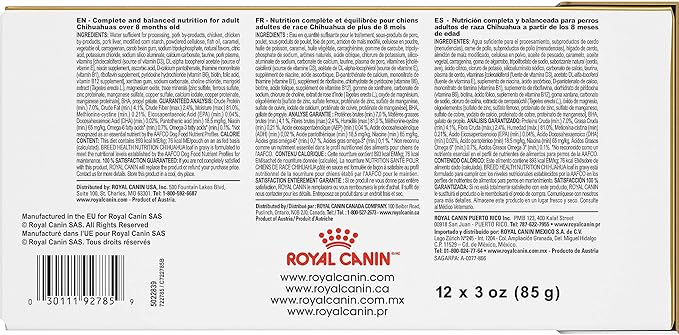 Royal Canin Breed Health Nutrition Chihuahua Adult Loaf in Gravy Wet Dog Food, 3 oz pouch (12-count)
