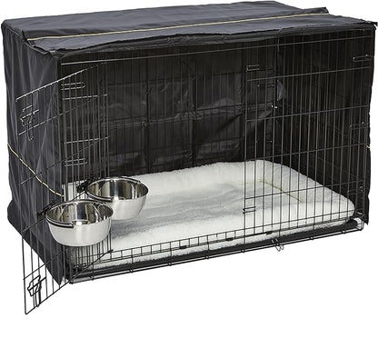 MidWest Homes for Pets iCrate Dog Crate Starter Kit | 48-Inch Dog Crate Kit Ideal for XL Dog Breesd (weighing 90 - 110 Pounds) || Includes Dog Crate, Pet Bed, 2 Dog Bowls & Dog Crate Cover