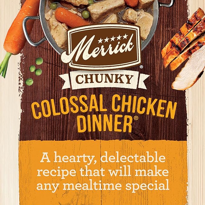 Merrick Chunky Grain Free Premium And Wholesome Canned Dog Food, Real Meat Colossal Chicken Dinner In Gravy - (Pack of 12) 12.7 oz. Cans