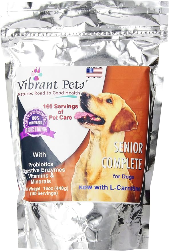 SC16 Senior Complete Dog Immune System Supplement | Older Dog Muscle and Joint Supplement with Probiotics and Enzymes for Digestion | Nutrient-Rich Skin and Coat Immune Booster Powder, 16 oz.