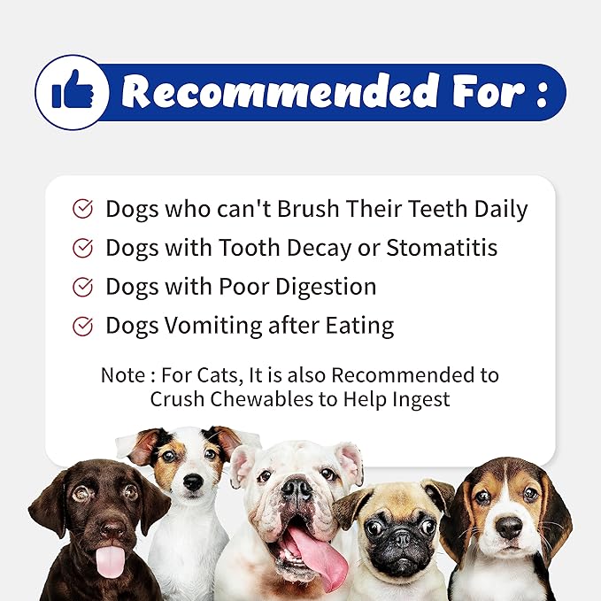 Probiotics Chewable Digestive System Health for Dogs - Patented 2-Strain Probiotics That Help Oral Health, DGL, Propolis, Digestive Enzymes, Vegan Chicken Flavor (90 Chewables)