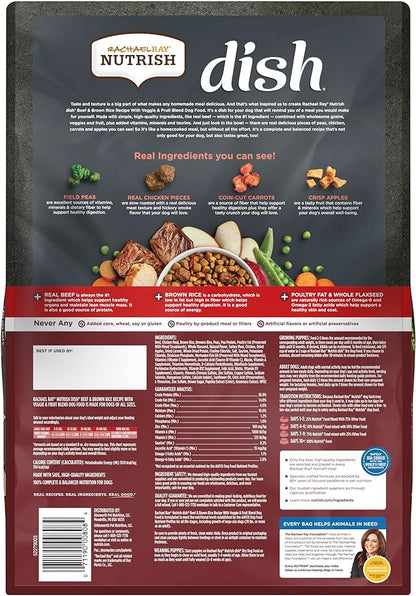 Rachael Ray Nutrish Dish Premium Dry Dog Food, Beef & Brown Rice Recipe with Veggies, Fruit & Chicken, 11.5 Pound Bag