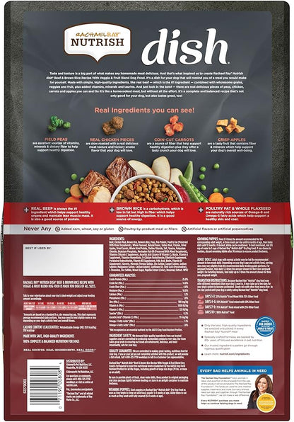 Rachael Ray Nutrish Dish Premium Dry Dog Food, Beef & Brown Rice Recipe with Veggies, Fruit & Chicken, 11.5 Pound Bag