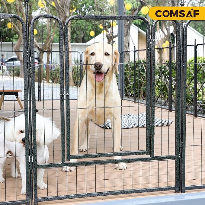 ComSaf Dog Playpen Indoor, 32" Height 2 Panels Metal Dog Fence,Playpen for Medium/Small Dogs, Portable Pet Puppy Playpen for Indoor