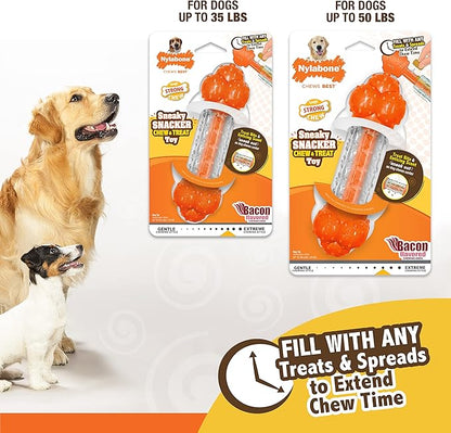 Nylabone Strong Chew Sneaky Snacker Treat Toy for Dogs, Interactive Dog Enrichment Chew Toys, Bacon Flavor, Large/Giant - Up to 50 lbs. (1 Count)