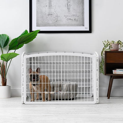 IRIS USA Dog Playpen, 4-Panel 24" Pet Playpen, Puppy Playpen, Indoor/Outdoor Dog Pen, 35 x 35 x 24, Foldable, Customizable, White