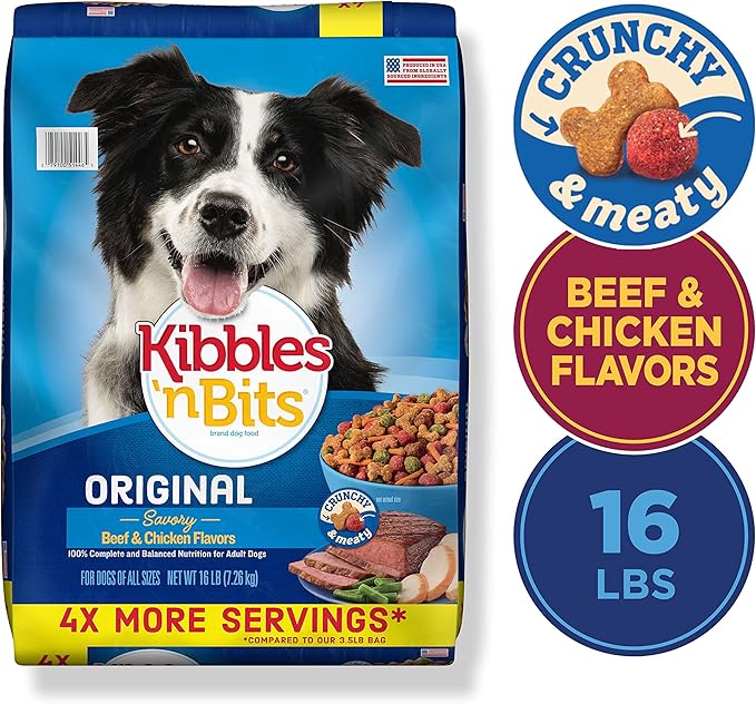 Kibbles 'N Bits Original Savory Beef & Chicken Flavors Dry Dog Food, 16 Pound Bag