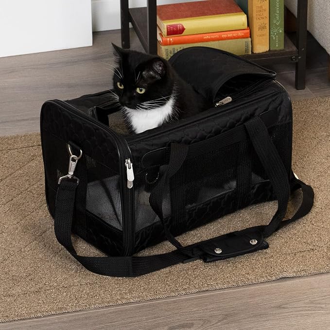 Sherpa Original Deluxe Travel Pet Carrier, Airline Approved & Guaranteed On Board - Black Lattice, Medium