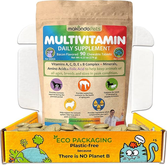 Prenatal Dog Vitamins – Multivitamin for Dogs and Cats with Folic Acid, Minerals and Amino Acids. Ideal for Pregnant, Breast Feeding and Newborn Pets – Senior Dog Supplement, Complete Puppy Vitamins.