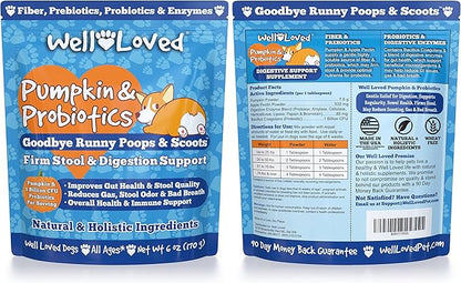 Pumpkin for Dogs - Pumpkin Puree, Canned Pumpkin (Alternative), Fiber for Dogs, Probiotic Powder, Pumpkin Powder, Dog Diarrhea, Digestive Support, Perfect for Firm Poops and No Scoots, 6 oz
