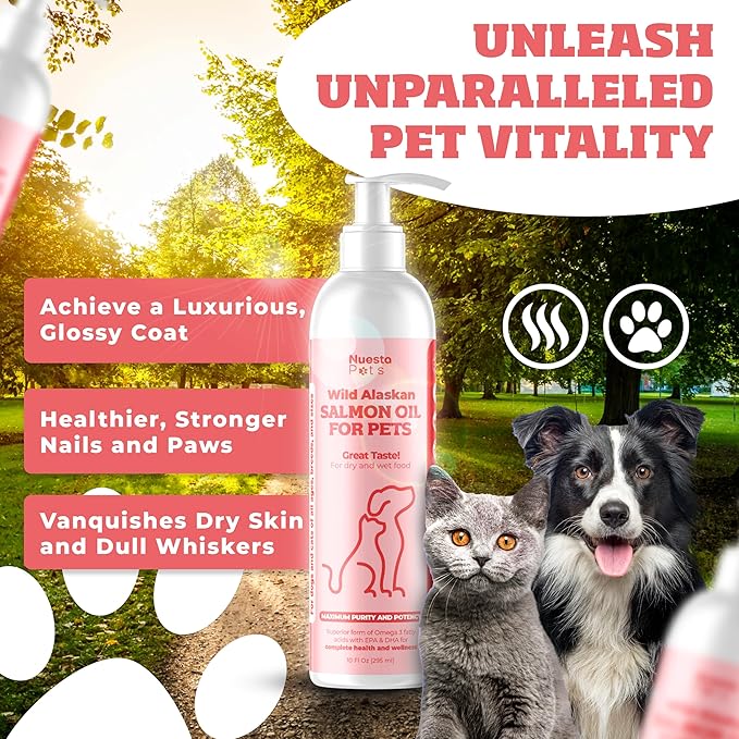Pets 2-Pack Wild Alaskan Salmon Oil Blend for Dogs & Cats | Omega-3 Boost & Shed Defense | Enhances Coat & Skin, Allergy & Dandruff Relief | Coat Support and Treatment - 20 Fl Oz Total