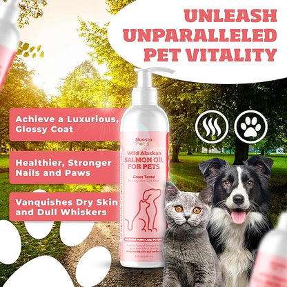 Pets 2-Pack Wild Alaskan Salmon Oil Blend for Dogs & Cats | Omega-3 Boost & Shed Defense | Enhances Coat & Skin, Allergy & Dandruff Relief | Coat Support and Treatment - 20 Fl Oz Total