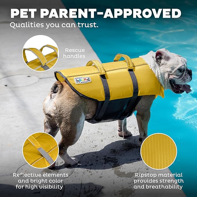 Outward Hound Granby Splash Yellow Dog Life Jacket, Medium