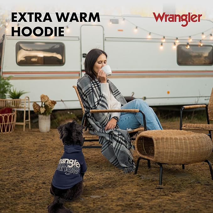 Wrangler Dog Hoodie – Fleece Dog Sweater with Leash Hole, Cold Winter Dog Sweatshirt for Small Medium & Large Size Dogs, Premium Dog Clothes, Fall Dog Sweaters Pullover Hoodie, Cozy Warm Dog Outfit