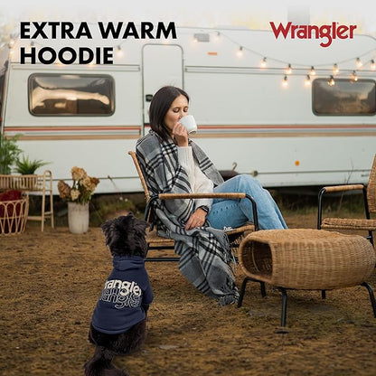 Wrangler Dog Hoodie – Fleece Dog Sweater with Leash Hole, Cold Winter Dog Sweatshirt for Small Medium & Large Size Dogs, Premium Dog Clothes, Fall Dog Sweaters Pullover Hoodie, Cozy Warm Dog Outfit