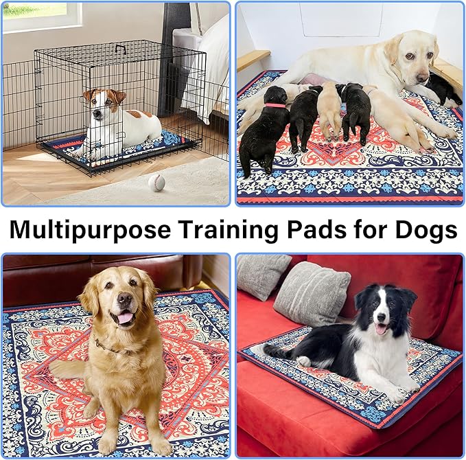Washable Pee Pads for Dogs- 2 Packs Super Absorbent Reusable Puppy Pads 100% Waterproof Dog Pee Pads Washable Puppy Pads Non-Slip Whelping Pads Leakproof Urine Dog Training Pads 48''x48''