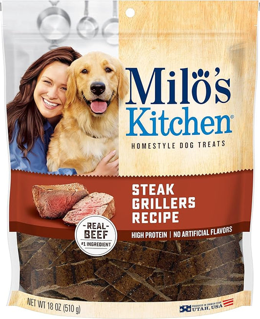 Milo's Kitchen Homestyle Dog Treats, Steak Grillers, 18 Ounce, High Protein, No Artifical Flavors