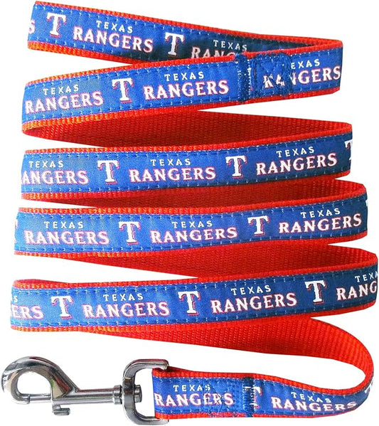 MLB PET Leash, Small, Texas Rangers Dog Leash, Baseball Team Leash for Dogs & Cats. A Shiny & Colorful Dog & Cat Leash with Emboridered Team Name/Logo Licensed by the MLB