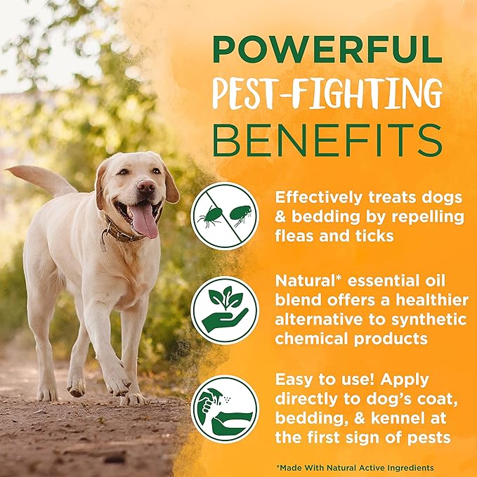 TropiClean Natural Flea and Tick Spray for Dogs & Bedding | Maximum Strength Flea Spray for Home | Family Friendly & Safe | Made in the USA | 16 oz.