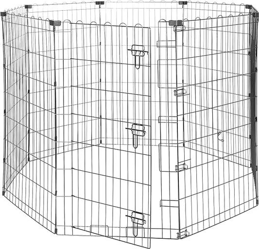 Amazon Basics Foldable Octagonal Metal Exercise Pet Play Pen for Dogs, Fence Pen, Single Door, Large, 60 x 60 x 42 Inches, black
