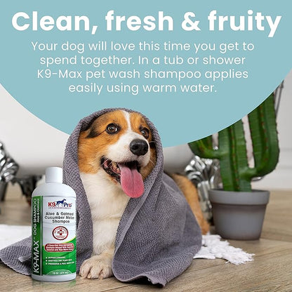 Oatmeal Dog Shampoo and Conditioner - for Dogs with Allergies and Dry Itchy Sensitive Skin. Best Hypoallergenic Medicated Tear Free Anti Itch for Puppy - with Aloe Cucumber Essence and Melon Extract