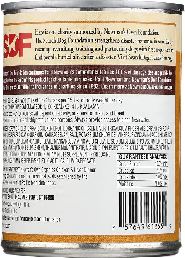 NEWMANS OWN Organics Organic Chicken and Liver Grain Free Canned Dfood, 12.7 GR