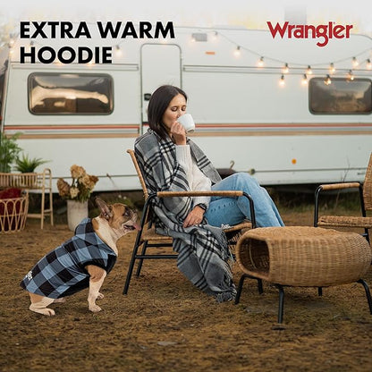 Wrangler Dog Hoodie – Fleece Dog Sweater with Leash Hole, Cold Winter Dog Sweatshirt for Small Medium & Large Size Dogs, Premium Dog Clothes, Fall Dog Sweaters Pullover Hoodie, Cozy Warm Dog Outfit