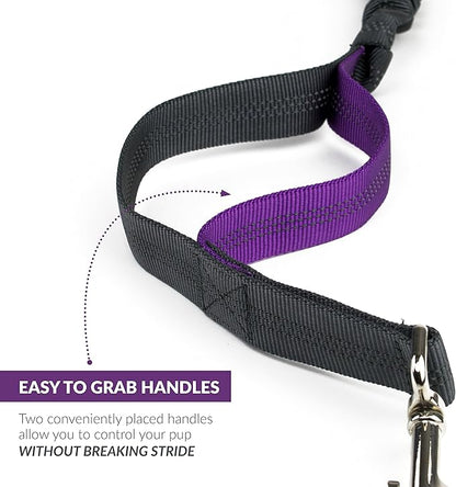 Hands Free Dog Leash, A Dog Running Leash for Dogs That Makes A Great Waist Leash for Dog Walking, Double Handle Bungee Dog Leash with Reflective Stitching and Adjustable Dog Walking Belt