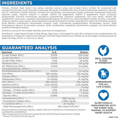 NutriSource Adult Dog Food, Made with Chicken and Rice, Large Breed, with Wholesome Grains, 30LB, Dry Dog Food