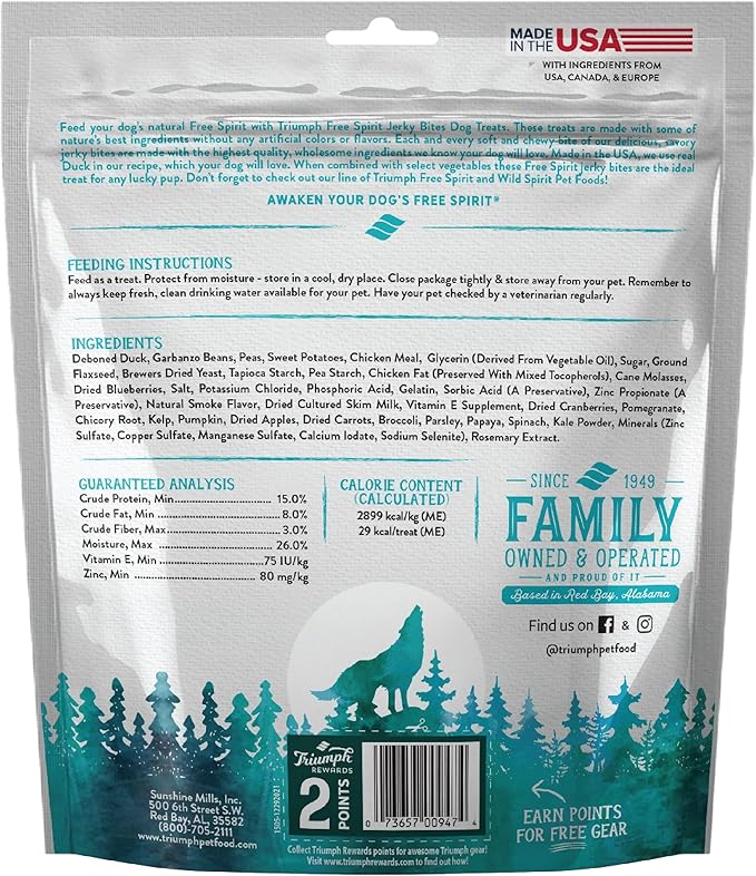Triumph 2 Pack of Grain-Free Duck Jerky Bites Dog Treats, 20 Ounces Each2
