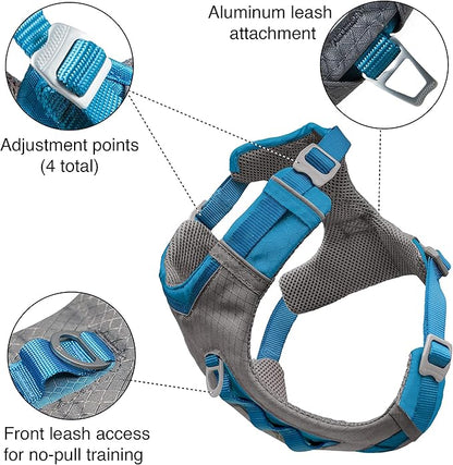 Kurgo Journey Air Dog Harness, Vest Harnesses for Dogs, Pet Hiking Harness for Running & Walking, Reflective, Padded, includes Control Handle, No Pull Front Clip (Purple, Large)