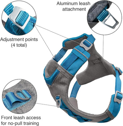 Kurgo Journey Air Dog Harness, Vest Harnesses for Dogs, Pet Hiking Harness for Running & Walking, Reflective, Padded, includes Control Handle, No Pull Front Clip (Black, X-Small)