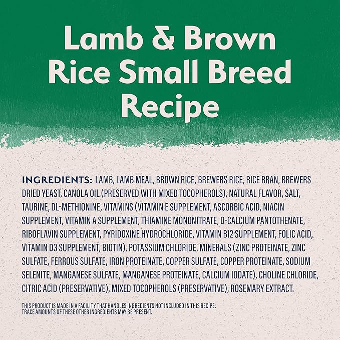 Natural Balance Limited Ingredient Small-Breed Adult Dry Dog Food with Healthy Grains, Lamb & Brown Rice Recipe, 12 Pound (Pack of 1)