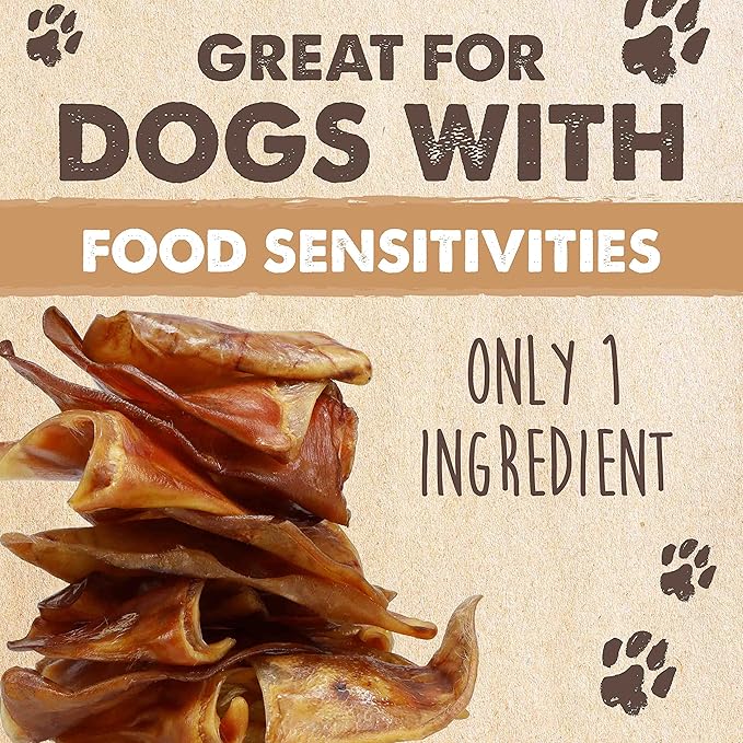 Mighty Paw Full Pig Ears for Dogs Large - All Natural, Single Ingredient Pig Ear Dog Treats. Better Than Rawhide Dog Snacks for Small and Large/Medium Dogs. Pigs Ears Dog Chews, Dog Pig Ears 12 Pack