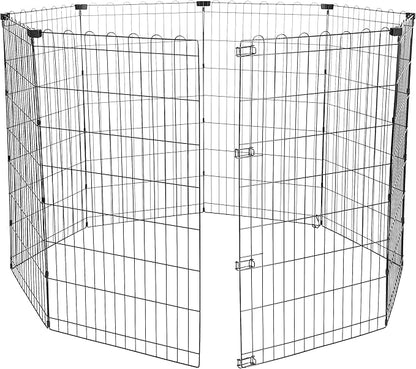 Amazon Basics Foldable Octagonal Metal Exercise Pet Play Pen for Dogs, Fence Pen, No Door, Large, 60 x 60 x 42 Inches, Black