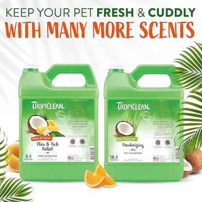 TropiClean Citrus & Neem Oil Flea Shampoo for Dogs | Tick and Flea Bite Relief for Dogs | Natural Dog Shampoo Derived from Natural Ingredients | Made in the USA | 1 gallon