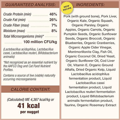 Primal Freeze Dried Dog Food Nuggets, Pork; Complete & Balanced Meal; Also Use as Topper or Treat; Premium, Healthy, Grain Free, High Protein Raw Dog Food, 14 oz (Pack of 4)