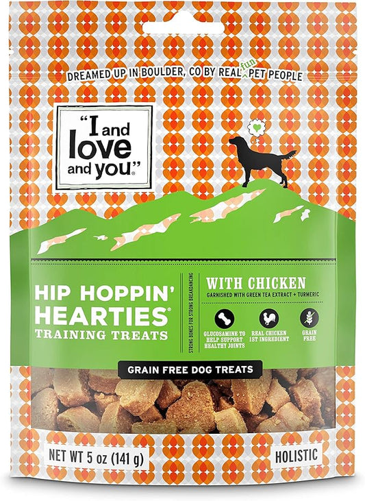 I and love and you Hip Hoppin' Hearties - Chicken - Grain Free, Healthy Joint Support, Training Treat, Filler Free, 5oz