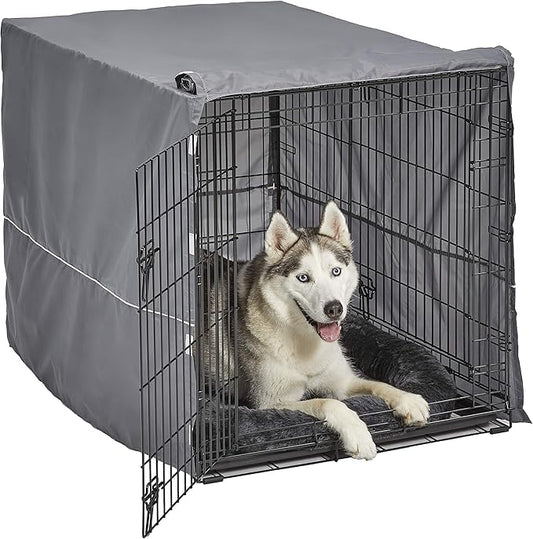 MidWest Homes for Pets Double Door Dog Crate Kit Includes One Two-Door Crate, Matching Gray Bed & Gray Crate Cover, 42-Inch Kit Ideal for Large Dog Breeds