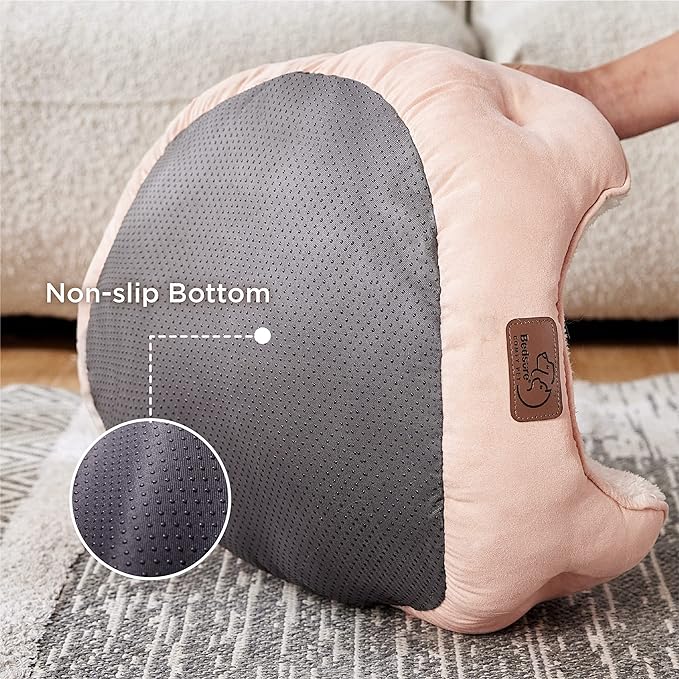 Bedsure Dog Beds for Small Dogs - Round Cat Beds for Indoor Cats, Washable Pet Bed for Puppy and Kitten with Slip-Resistant Bottom, 20 Inches, Peach Pink