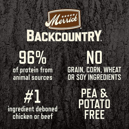Merrick Backcountry Grain Free Premium Canned Dog Food, Variety Pack, Real Beef and Chicken Dinner Recipes - (Pack of 1) 9.5 lb. Cans