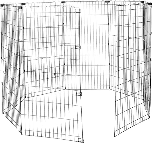 Amazon Basics Foldable Octagonal Metal Exercise Pet Play Pen for Dogs, Fence Pen, No Door, Large, 60 x 60 x 48 Inches, black