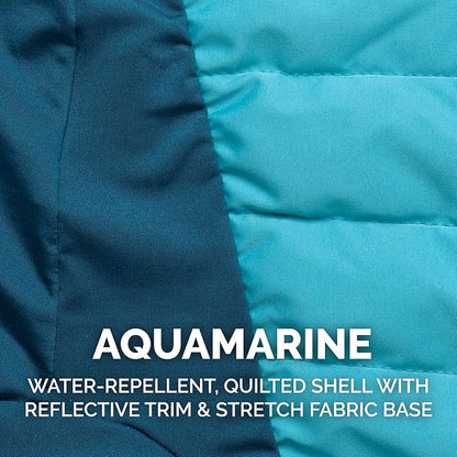 Furhaven Water-Repellent Small Dog Coat, Washable w/ Leash Access & Stretch Fabric - Pro-Fit Active Jacket - Aquamarine, Small