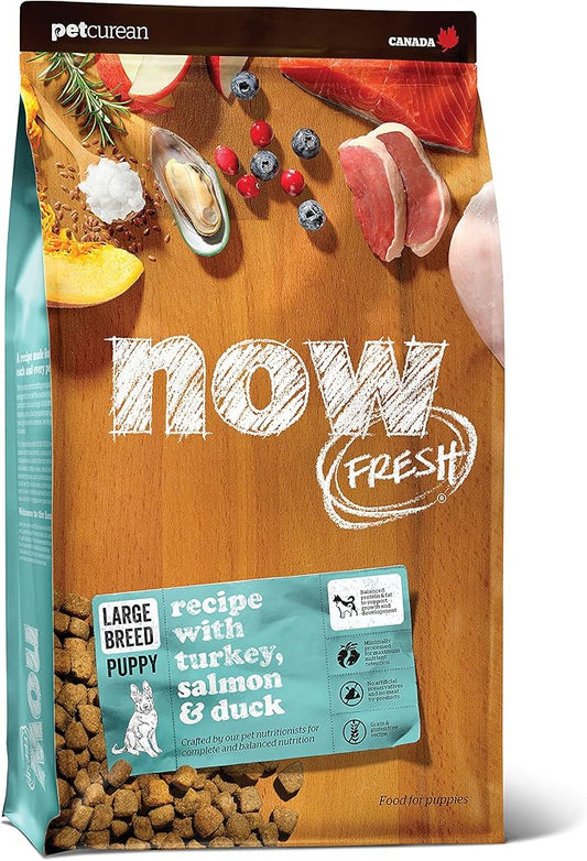 Now Fresh Grain Free Dog Food, 25 lb - Large Breed Puppy Food Recipe - Healthy Diet with Probiotics & Real Meat and Fish for Protein
