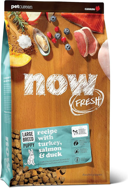 Now Fresh Grain Free Dog Food, 25 lb - Large Breed Puppy Food Recipe - Healthy Diet with Probiotics & Real Meat and Fish for Protein