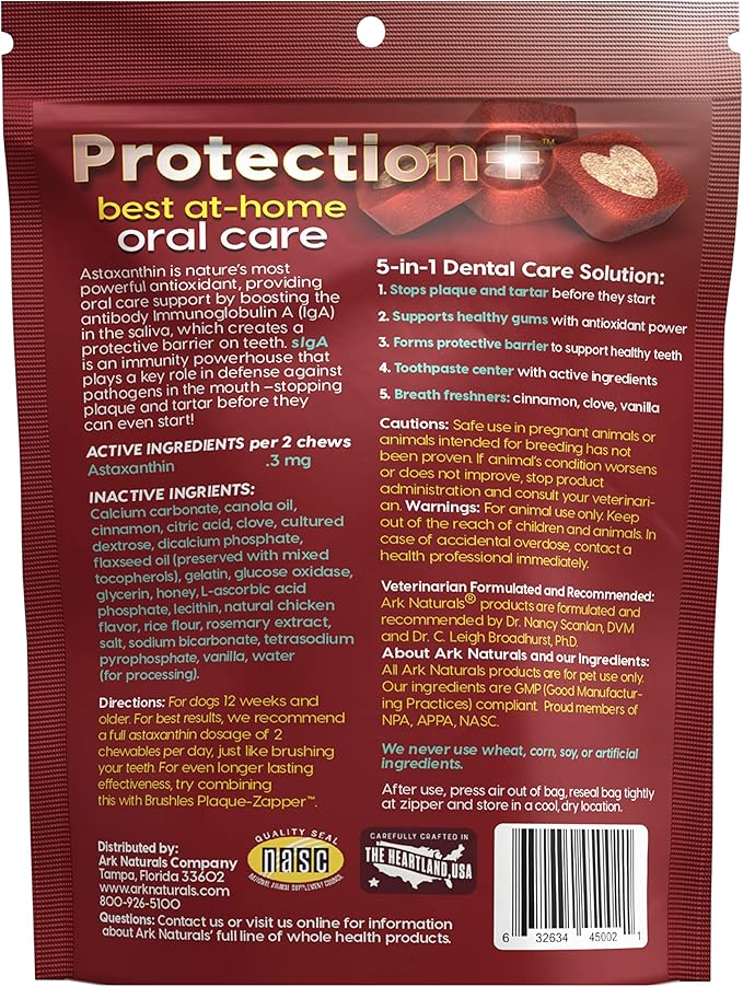 ARK NATURALS Protection+ Brushless Toothpaste – Mini Breeds, 4oz Bag – Dog Dental Chew with Toothpaste Center – Prevent Plaque & Tartar and Freshen Breath with Dental Chews for Dogs