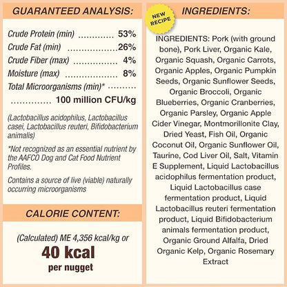 Primal Freeze Dried Cat Food Nuggets Pork; Complete & Balanced Meal or Topper; Premium, Healthy, Grain Free, High Protein Raw Cat Food with Probiotics (14 oz)