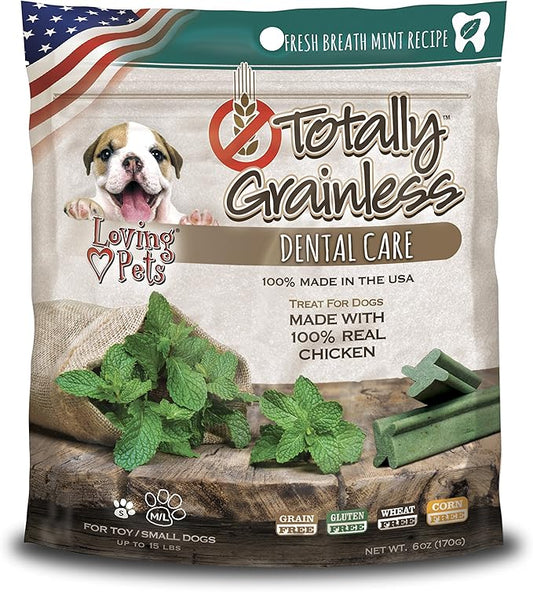 Loving Pets Totally Grainless - Fresh Breath Mint Dental Sticks for Dogs (for Small Dogs Less Than 20 lbs), 6oz