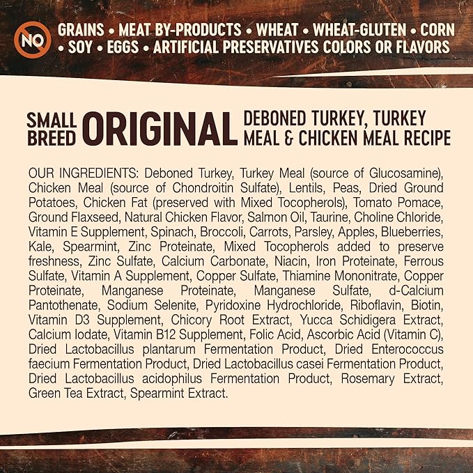 Wellness Natural Pet Food CORE Natural Grain-Free Small Breed Turkey & Chicken Dry Dog Food for Adult Dogs, High-Protein, USA-Made with Real Meat, 12-Pound Bag