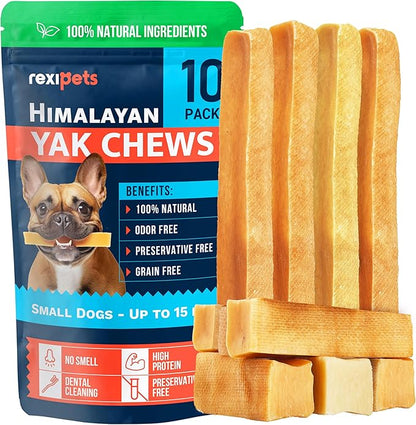100% Natural Yak Cheese Himalayan Dog Chews for All Breeds - Lactose Free Yak Chews for Small, Medium & Large Dogs - Dental Cleaning Dog Chews for Aggressive Chewers - Long Lasting Odor & Gluten Free